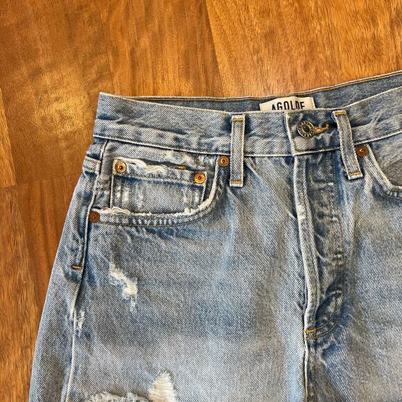 AGOLDE Parker Vintage Cut Off Short in Swapmeet Size 23‎ Blue Distressed Cute - Picture 7 of 16